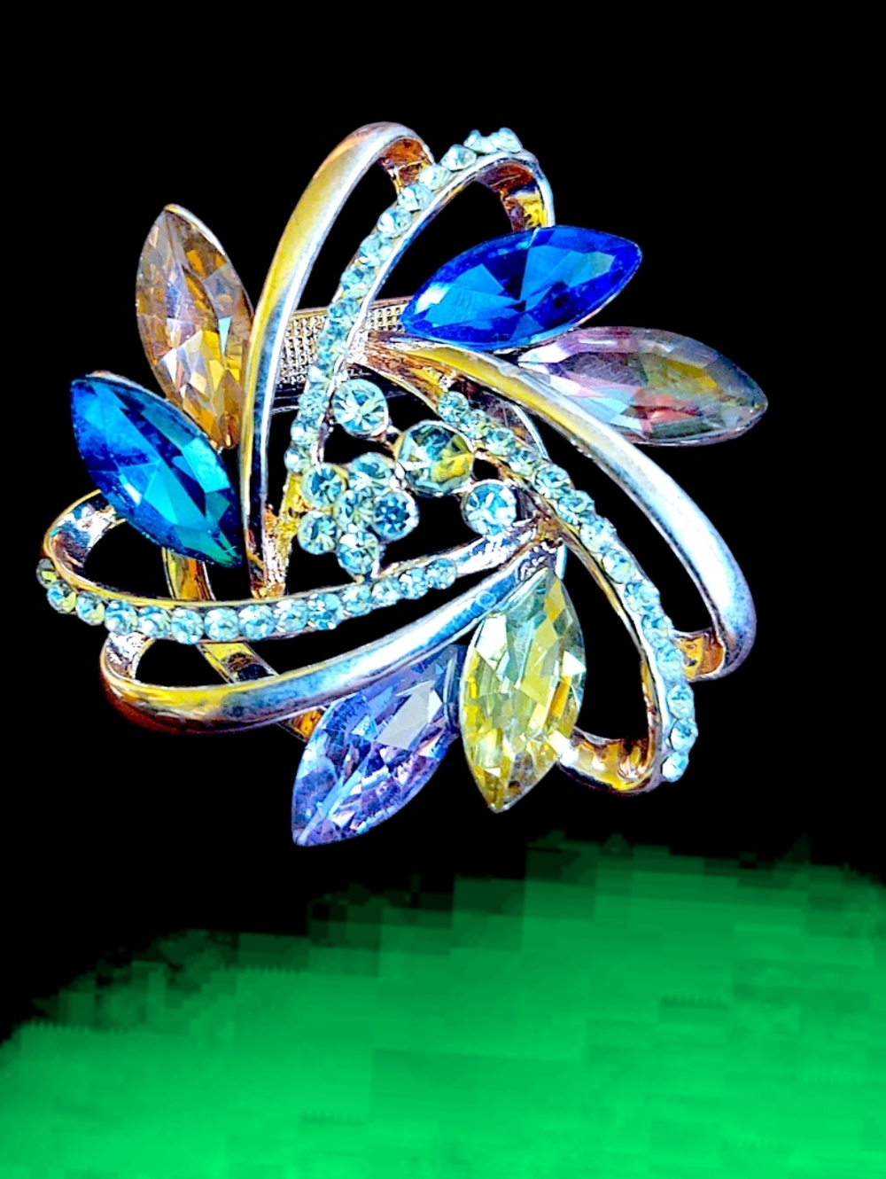 Multicolor Crystal Scarf Clip